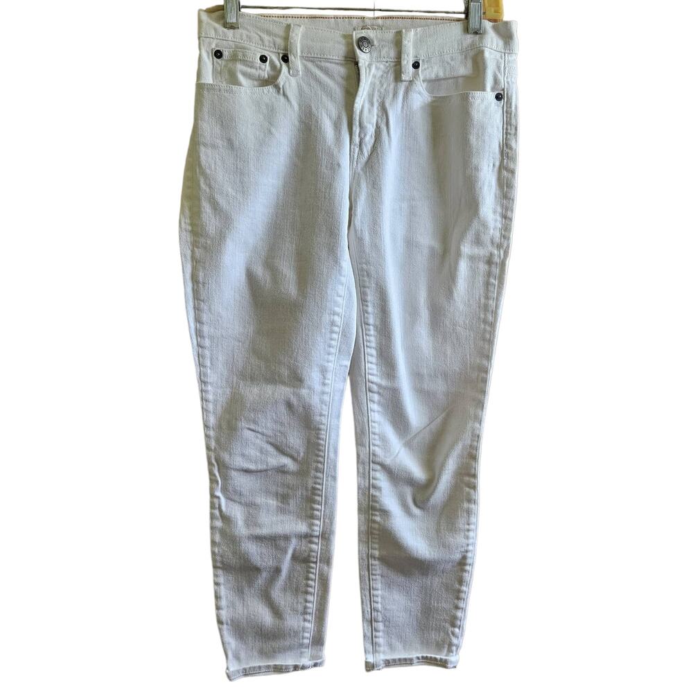 J Crew White Mid Rise Toothpick Skinny Stretch Jeans Size 28/10